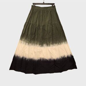 Derek Lam 10 Crosby Women's Lynne Tiered Midi Skirt Green 2 Fall Boho Casual NWT